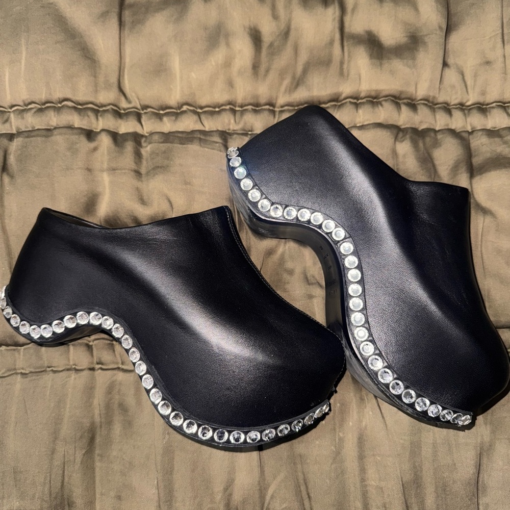 Area x Sergio Rossi Black Embellished Women's Mules